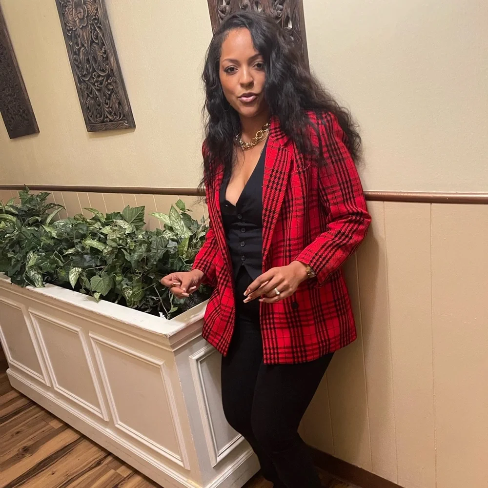 Vintage Christian Dior plaid blazer